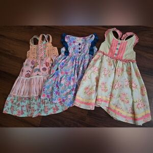 Matilda Jane Bundle Of 3 Girls Floral Summer Dresses, Sz 6